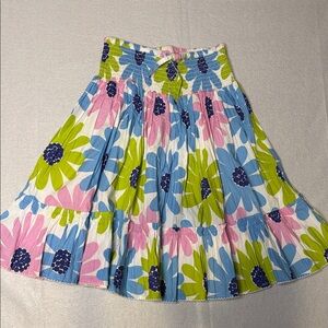 Mini Boden Girls Boho Floral Smocked Skirt Dress Blue Pink Green 9-10Y